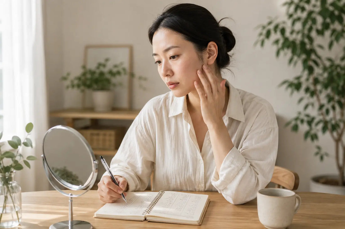 Person tracking skin reactions to know if they have sensitive skin